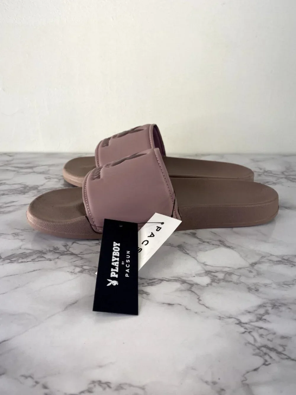 Playboy Men's Mauve Bunny Pool Slide Sandals SZ 9
